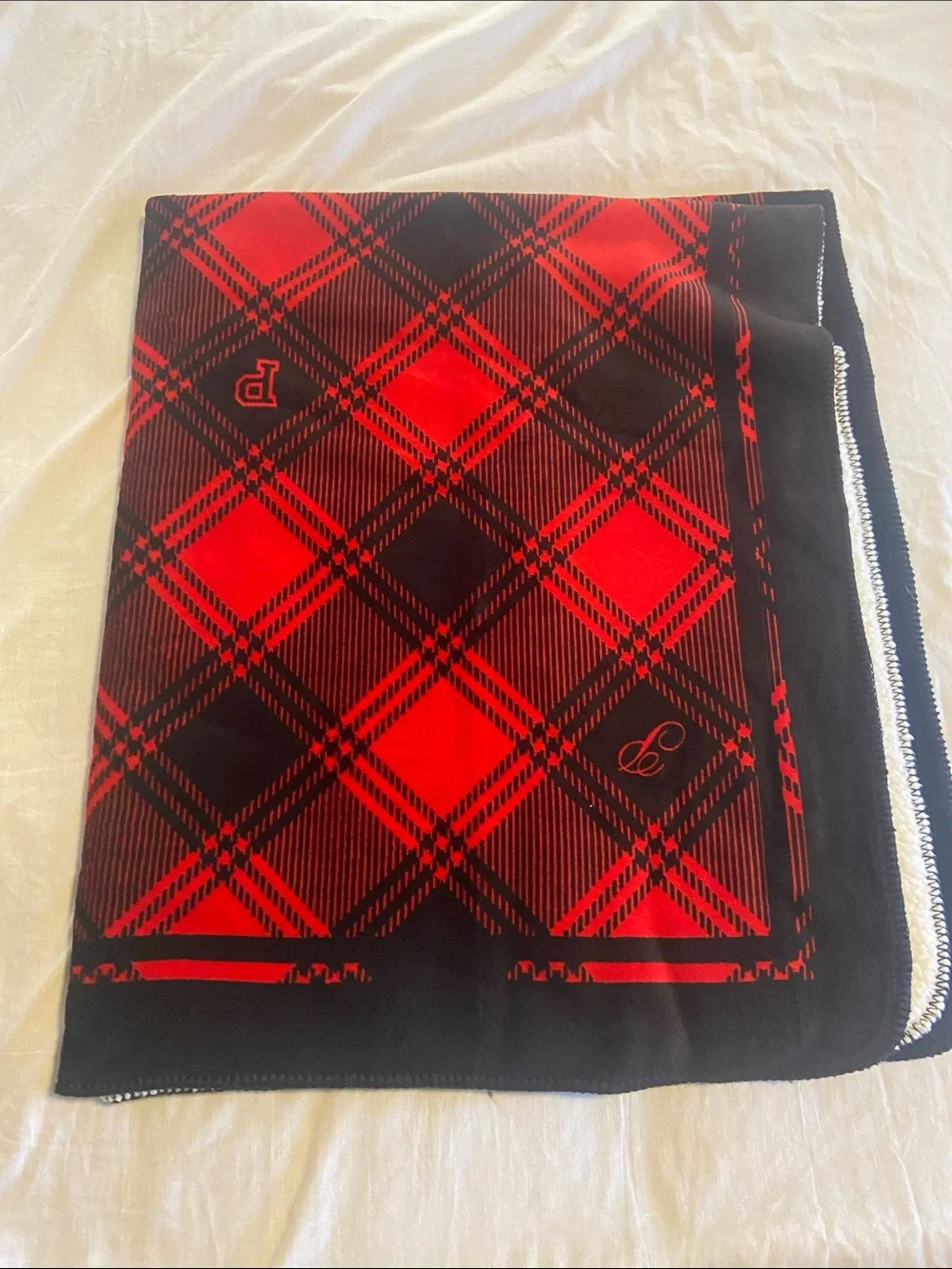PINK Victoria's Secret Red and Black Plaid Throw Blanket
